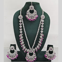 Rajwadi Collection Antique Look Rani Haar Set with Rhodium Finish