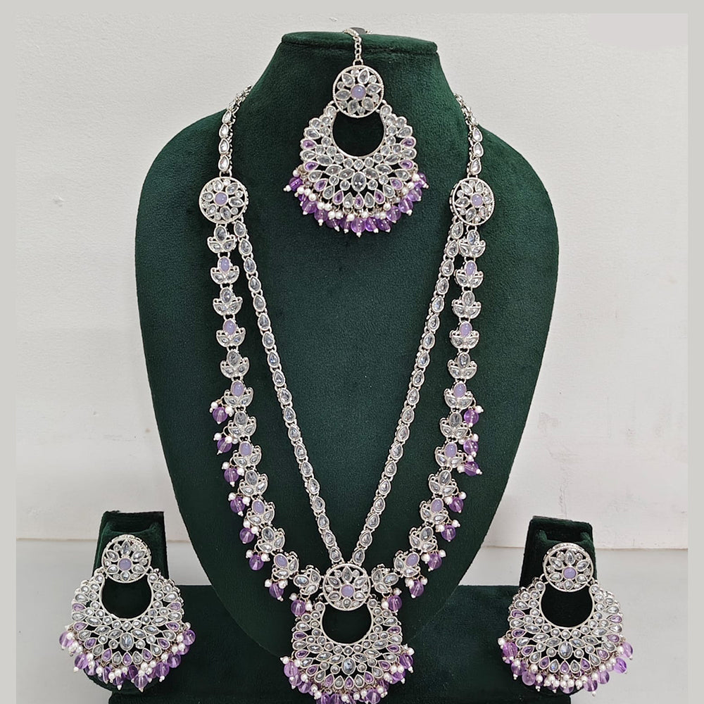 Rajwadi Collection Antique Look Rani Haar Set with Rhodium Finish
