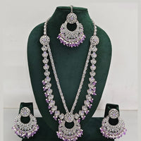 Rajwadi Collection Antique Look Rani Haar Set with Rhodium Finish