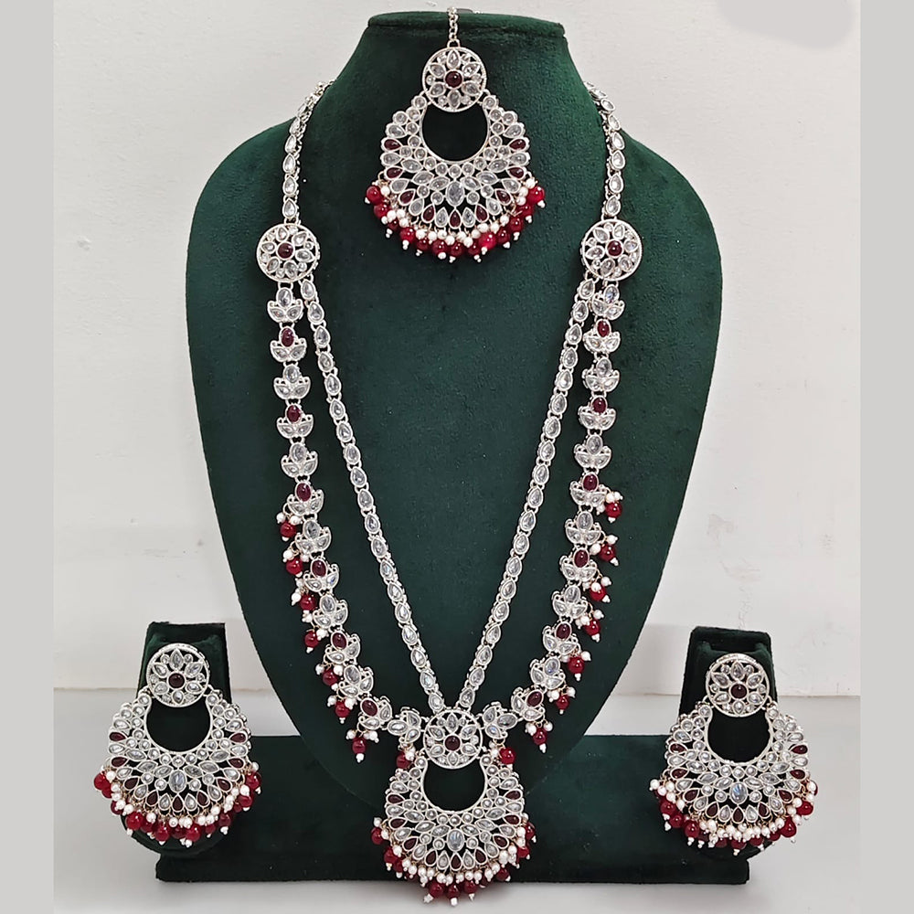 Rajwadi Collection Antique Look Rani Haar Set with Rhodium Finish