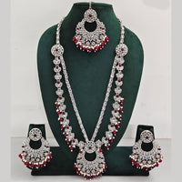 Rajwadi Collection Antique Look Rani Haar Set with Rhodium Finish