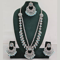 Rajwadi Collection Antique Look Rani Haar Set with Rhodium Finish