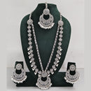 Rajwadi Collection Antique Look Rani Haar Set with Rhodium Finish