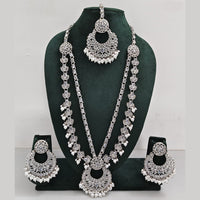 Rajwadi Collection Antique Look Rani Haar Set with Rhodium Finish