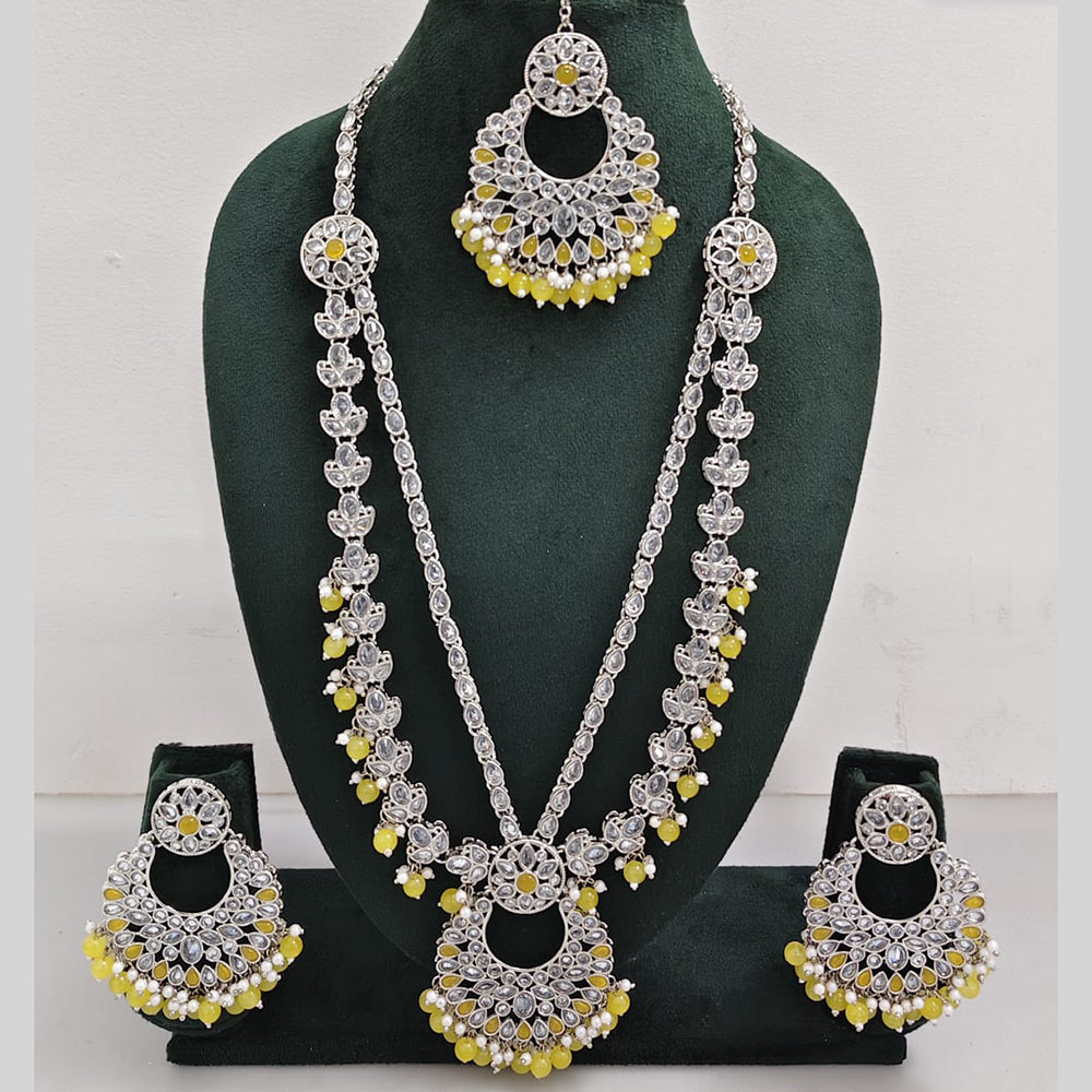 Rajwadi Collection Antique Look Rani Haar Set with Rhodium Finish