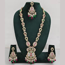 Rajwadi Collection Gold Plated Polki Kundan Pearl And Beads Long Necklace Set
