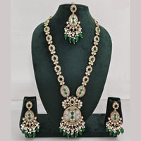 Rajwadi Collection Gold Plated Polki Kundan Pearl And Beads Long Necklace Set