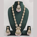 Rajwadi Collection Gold Plated Polki Kundan Pearl And Beads Long Necklace Set