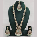 Rajwadi Collection Gold Plated Polki Kundan Pearl And Beads Long Necklace Set