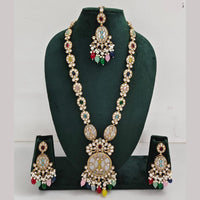 Rajwadi Collection Gold Plated Polki Kundan Pearl And Beads Long Necklace Set