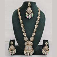 Rajwadi Collection Gold Plated Polki Kundan Pearl And Beads Long Necklace Set