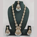 Rajwadi Collection Gold Plated Polki Kundan Pearl And Beads Long Necklace Set