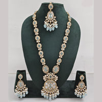 Rajwadi Collection Gold Plated Polki Kundan Pearl And Beads Long Necklace Set