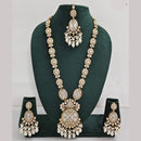 Rajwadi Collection Gold Plated Polki Kundan Pearl And Beads Long Necklace Set
