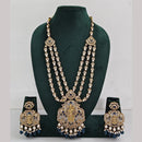 Rajwadi Collection Ethnic Elegance Austrian And Pota Stone Temple Necklace Set