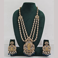 Rajwadi Collection Ethnic Elegance Austrian And Pota Stone Temple Necklace Set