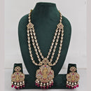 Rajwadi Collection Ethnic Elegance Austrian And Pota Stone Temple Necklace Set