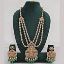 Rajwadi Collection Ethnic Elegance Austrian And Pota Stone Temple Necklace Set