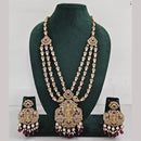 Rajwadi Collection Ethnic Elegance Austrian And Pota Stone Temple Necklace Set
