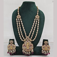 Rajwadi Collection Ethnic Elegance Austrian And Pota Stone Temple Necklace Set