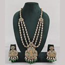 Rajwadi Collection Ethnic Elegance Austrian And Pota Stone Temple Necklace Set