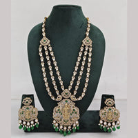 Rajwadi Collection Ethnic Elegance Austrian And Pota Stone Temple Necklace Set