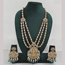 Rajwadi Collection Ethnic Elegance Austrian And Pota Stone Temple Necklace Set