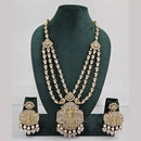 Rajwadi Collection Ethnic Elegance Austrian And Pota Stone Temple Necklace Set