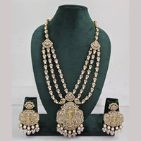 Rajwadi Collection Ethnic Elegance Austrian And Pota Stone Temple Necklace Set