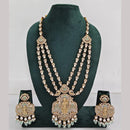 Rajwadi Collection Ethnic Elegance Austrian And Pota Stone Temple Necklace Set