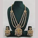 Rajwadi Collection Ethnic Elegance Austrian And Pota Stone Temple Necklace Set