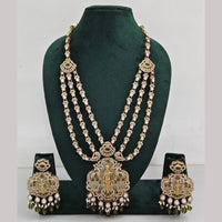 Rajwadi Collection Ethnic Elegance Austrian And Pota Stone Temple Necklace Set