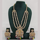 Rajwadi Collection Ethnic Elegance Austrian And Pota Stone Temple Necklace Set
