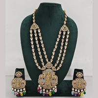 Rajwadi Collection Ethnic Elegance Austrian And Pota Stone Temple Necklace Set