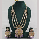 Rajwadi Collection Ethnic Elegance Austrian And Pota Stone Temple Necklace Set