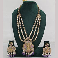 Rajwadi Collection Ethnic Elegance Austrian And Pota Stone Temple Necklace Set