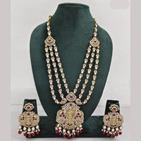 Rajwadi Collection Ethnic Elegance Austrian And Pota Stone Temple Necklace Set