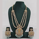 Rajwadi Collection Ethnic Elegance Austrian And Pota Stone Temple Necklace Set
