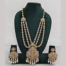 Rajwadi Collection Ethnic Elegance Austrian And Pota Stone Temple Necklace Set
