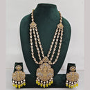 Rajwadi Collection Ethnic Elegance Austrian And Pota Stone Temple Necklace Set