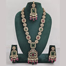 Rajwadi Collection Gold Plated Polki Kundan And Pearl Long Necklace Set