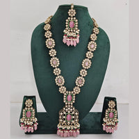 Rajwadi Collection Gold Plated Polki Kundan And Pearl Long Necklace Set