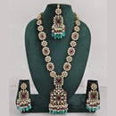 Rajwadi Collection Gold Plated Polki Kundan And Pearl Long Necklace Set