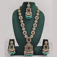 Rajwadi Collection Gold Plated Polki Kundan And Pearl Long Necklace Set