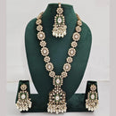 Rajwadi Collection Gold Plated Polki Kundan And Pearl Long Necklace Set