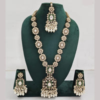 Rajwadi Collection Gold Plated Polki Kundan And Pearl Long Necklace Set
