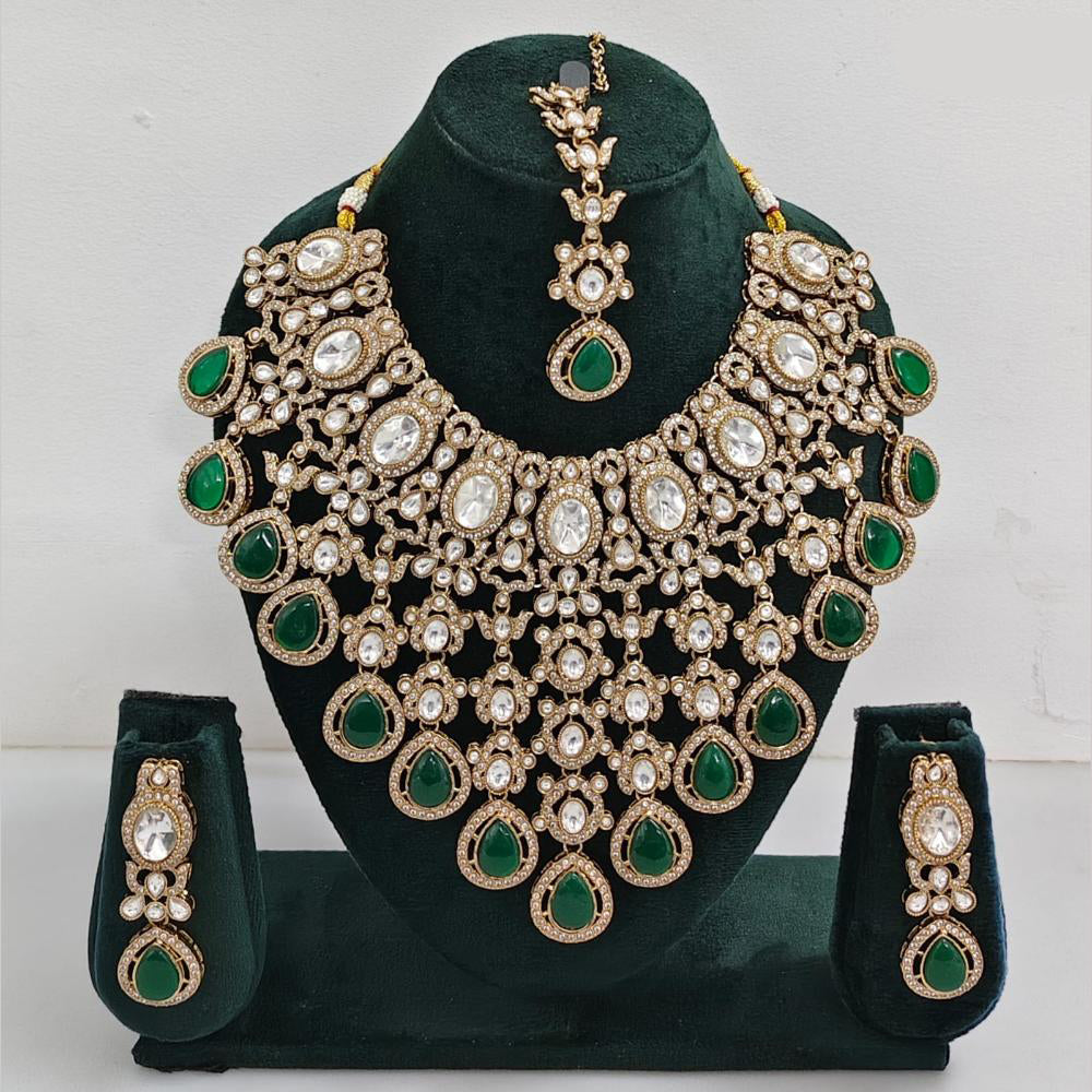 Rajwadi Collection Ethnic Elegance Austrian And Pota Stone Necklace Set