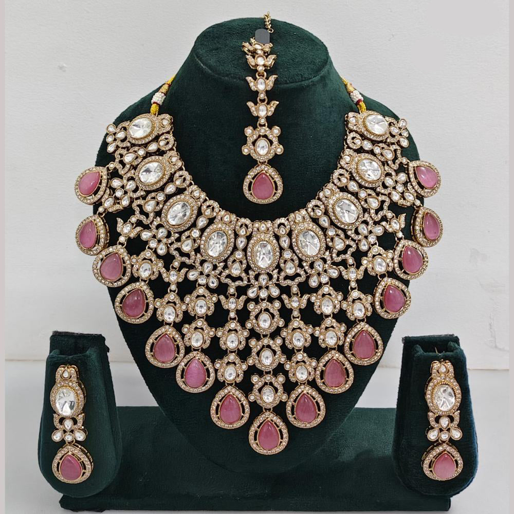 Rajwadi Collection Ethnic Elegance Austrian And Pota Stone Necklace Set