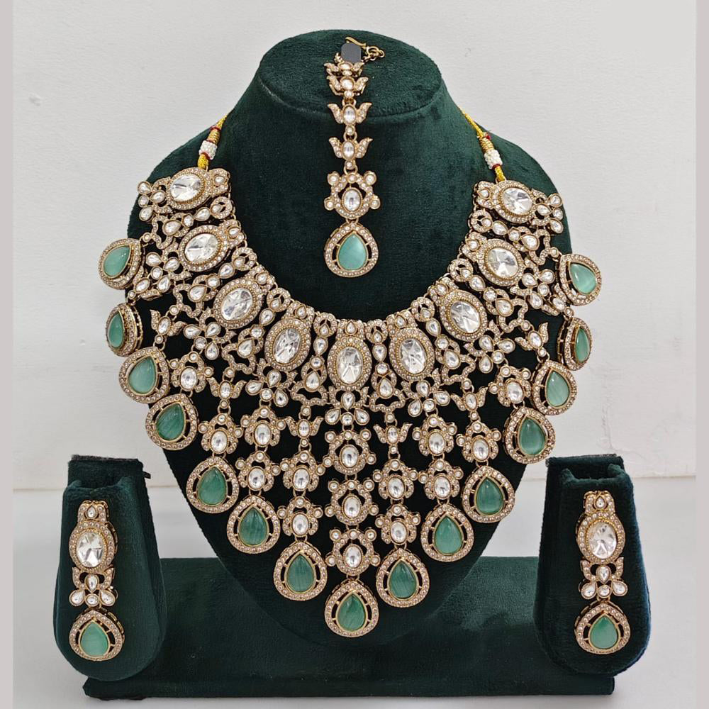 Rajwadi Collection Ethnic Elegance Austrian And Pota Stone Necklace Set