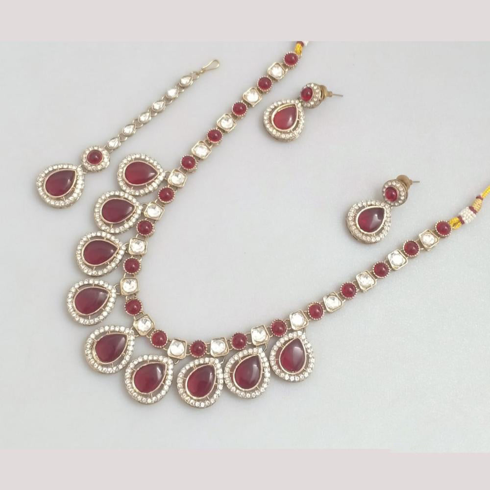 Rajwadi Collection Royal Look Pota Stone Necklace Set
